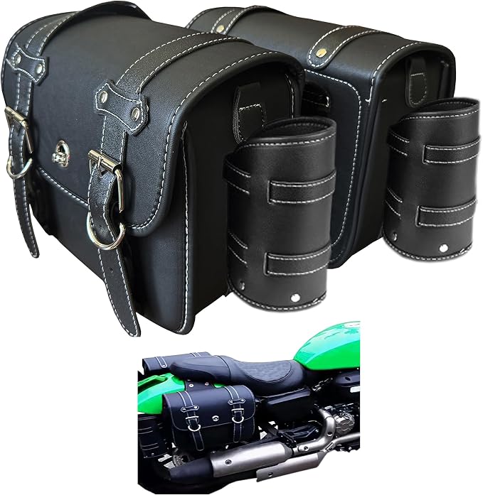 Motorcycle Saddlebags, Scooter Powersports Faux Leather Saddle Bags Motorcycles by Unknown
