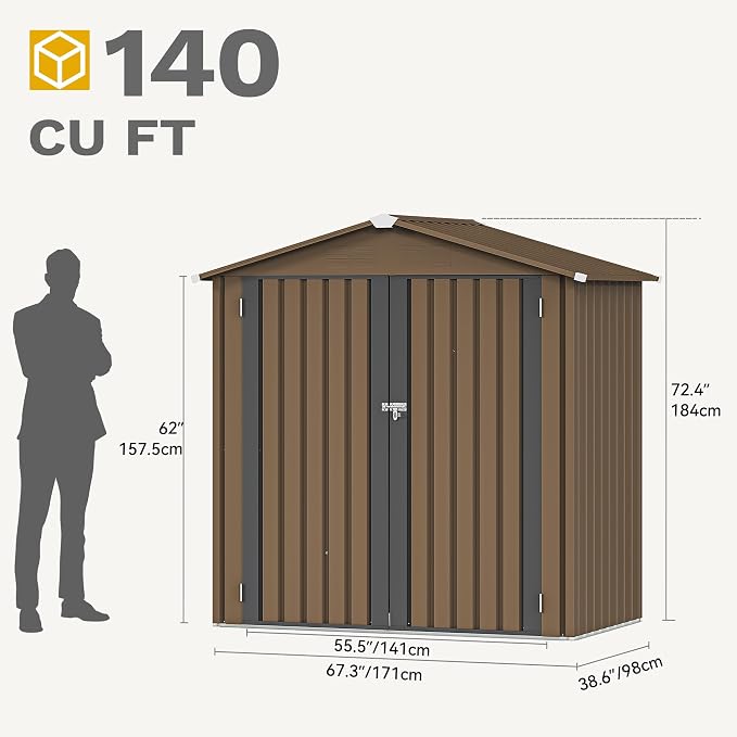 DWVO 6x4ft Storage Shed for Outdoors, Metal Sturdy Weatherproof Tool Locker - Image 6