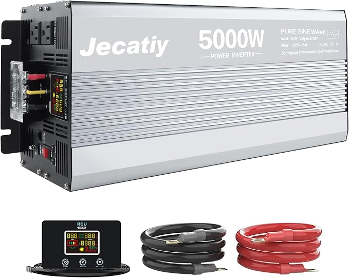 5000 Watt Pure Sine Wave Power Inverter DC 24V to 110V/120V AC Converter by Jecatiy