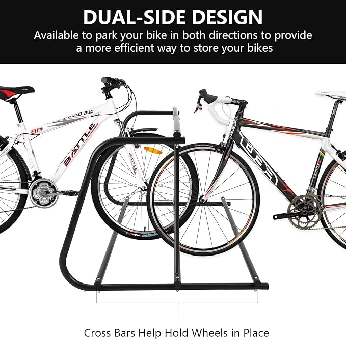 Commercial Floor Bike Rack Stand-10 Bike Rack, Dual Slot Size and Dual-Side - Image 3