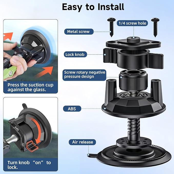 HEMMOTOP Suction Cup Car Phone Mount, 12 in Heavy Duty Metal Cell Phone Holder - Image 8