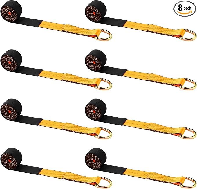 8 Pack 2'' X 8ft Tow Truck Straps Lasso Wheel Lift Straps Lasso Tow Strap by Wowangce