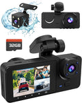 3 Channel Dash Cam, 4K+1080P Dash Cam Front and Rear Inside, Dash Camera by lensuge