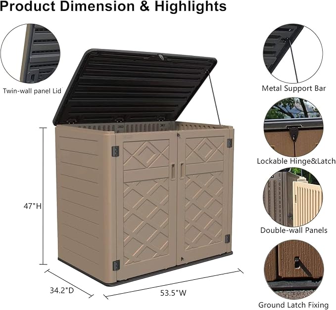 HOMSPARK Storage Shed Weather Resistance, Horizontal Storage Shed - Image 5