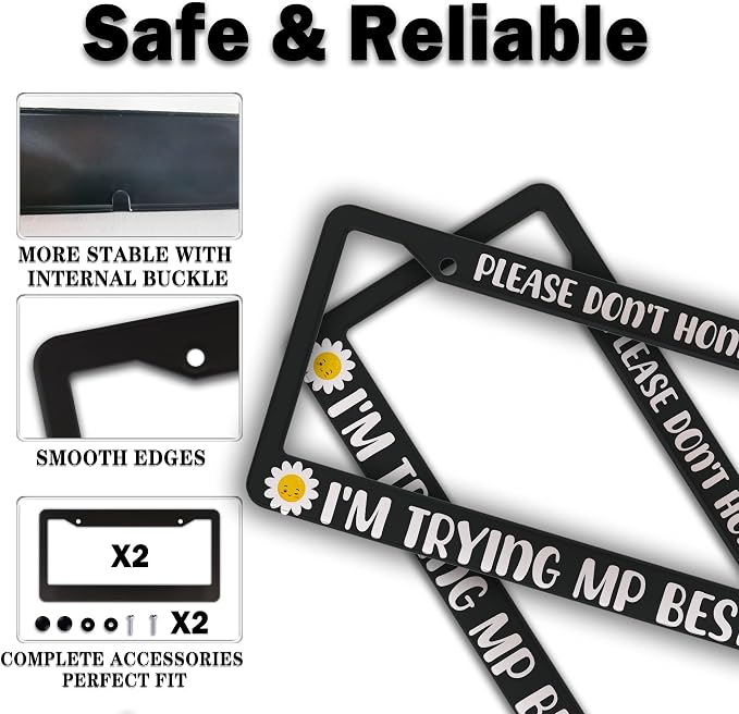 License Plate Cover Black and White License Plate Frames Please Don’t Honk I'm - Image 4