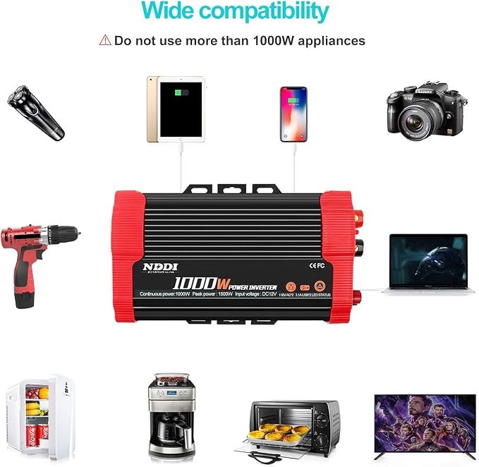 1000W Car Power Inverter, DC 12V to AC 110V Car Inverter - Image 2