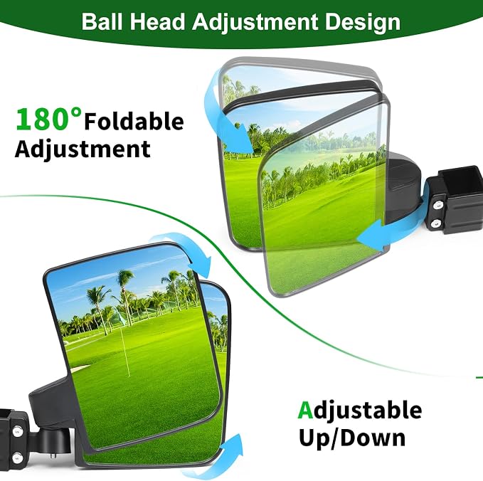 Golf Cart Mirrors Kit for EZGO Club Car Yamaha, No-Drilling Night Safety - Image 6