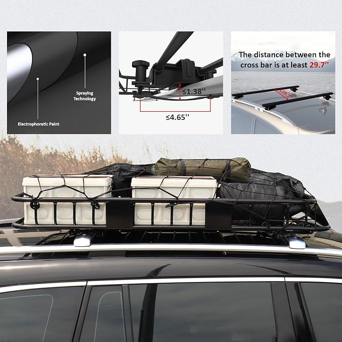 FORWODE Roof Rack Carrier Basket, Rust-Proof Steel Heavy Duty Car Top Luggage - Image 7