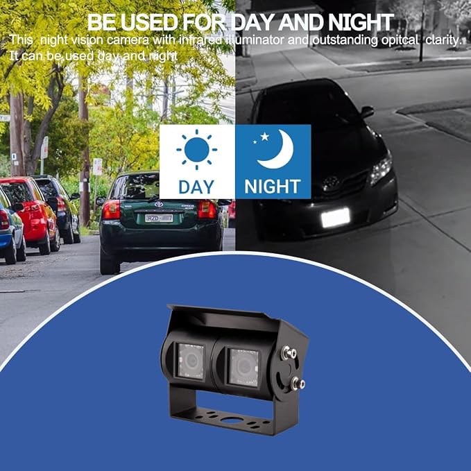 AHD 1080P 7" Reverse Rear View Backup Dual Twin Lens Camera System, Point Each - Image 5