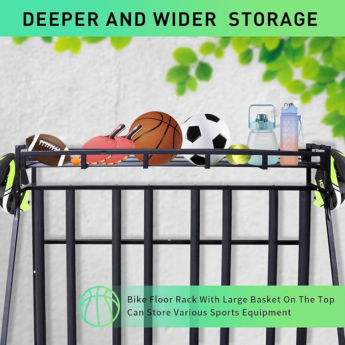 4 Bike Stand Rack with Storage – Bike Rack Floor Stand- Garage Organizer - Image 3