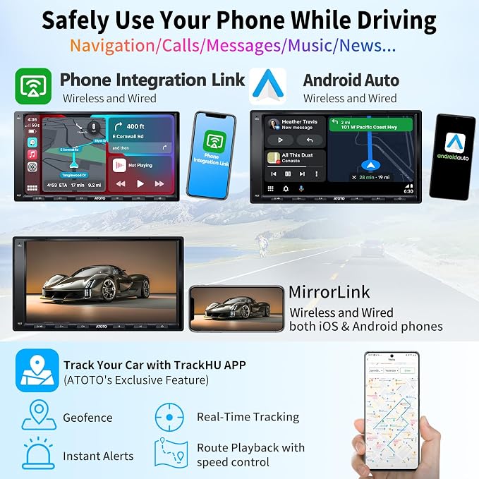 ATOTO A6PF Android Double-DIN Car Stereo, Wireless CarPlay, Wireless Android - Image 4