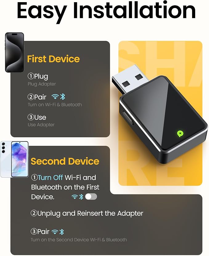 Wireless CarPlay Adapter, One Click Multi Device Switching Seamless Connection - Image 5