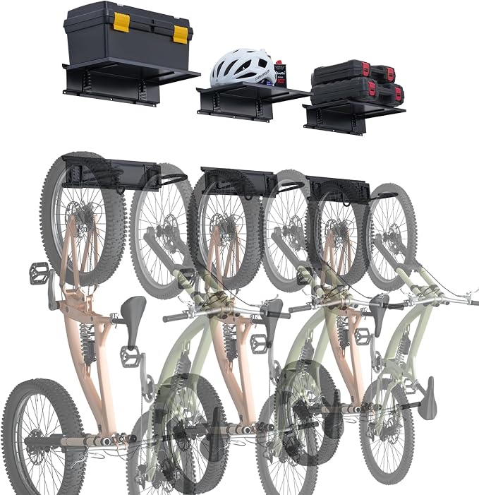 VEVOR Bike Storage Rack, 6 Bike Racks and 3 Helmets Hooks, Wall Mount Bike by VEVOR