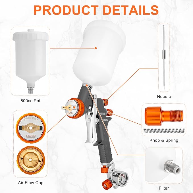 REFINE Air Spray Gun, Auto Paint Gun - Image 7