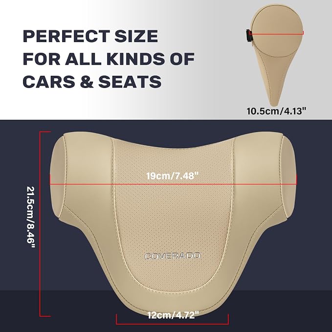 Coverado Car Headrest Pillow, Ergonomic Memory Foam Car Neck Pillow - Image 5