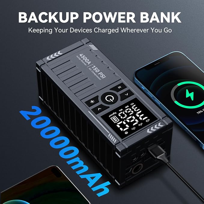 Car Battery Jump Starter with Air Compressor - Image 5