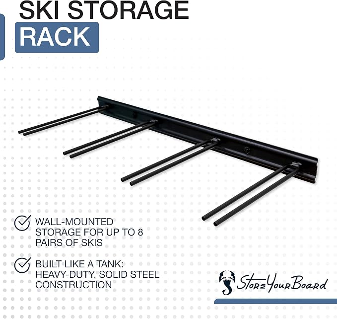 StoreYourBoard Ski Wall Storage Rack – Ski Rack Wall Mount Holds 8 Pairs - Image 2