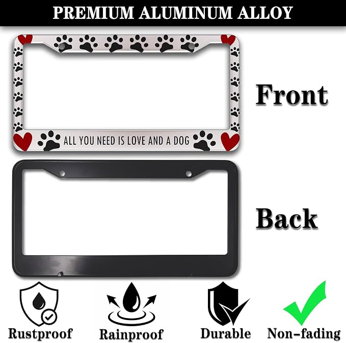 License Plate Frames Black, and Red License Plate Frame All You Need is Love - Image 3