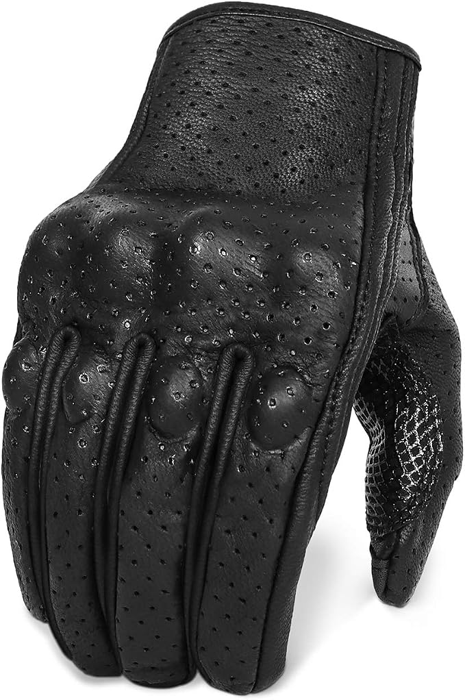 Updated Goatskin Leather Motorcycle Gloves Men Touchscreen Anti-Slip Motorbike - Image 5