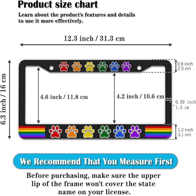 License Plate Frames for Women Multicolor License Plate Holder for Men Gay - Image 2