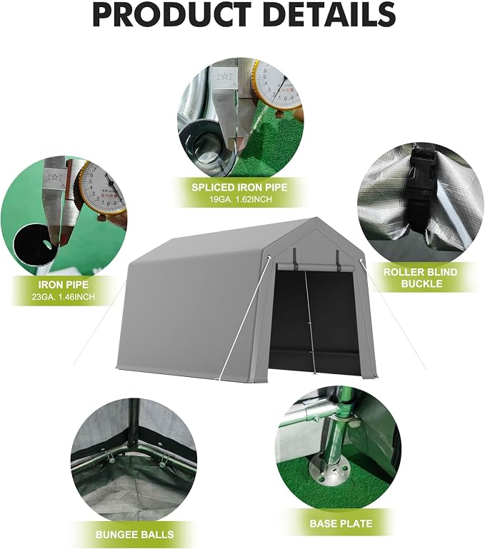 7 x 12 ft Carport Storage Shed, Portable Garage - Image 7
