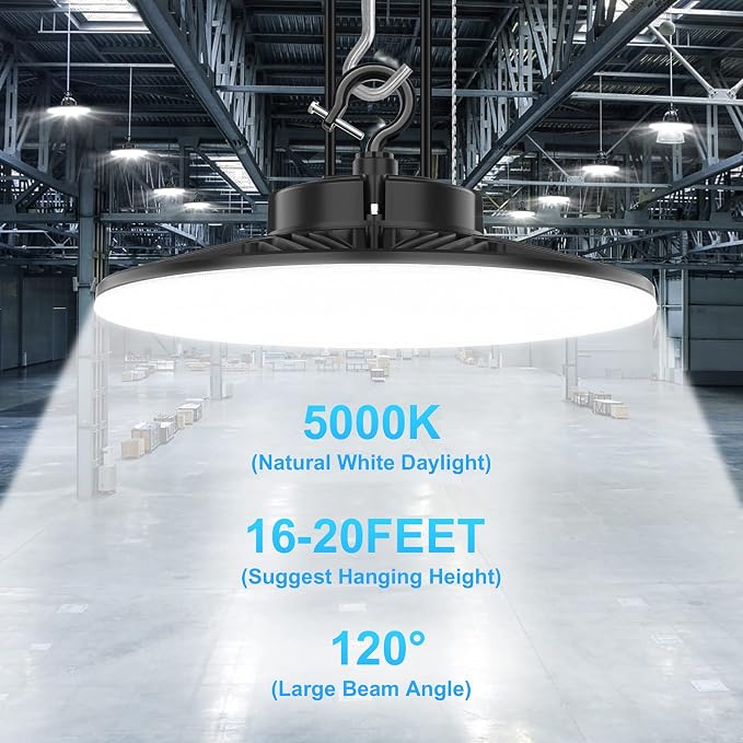 480V High Bay LED Lights 240W 36000LM UL DLC Listed 0-10V Dimmable UFO High Bay - Image 6