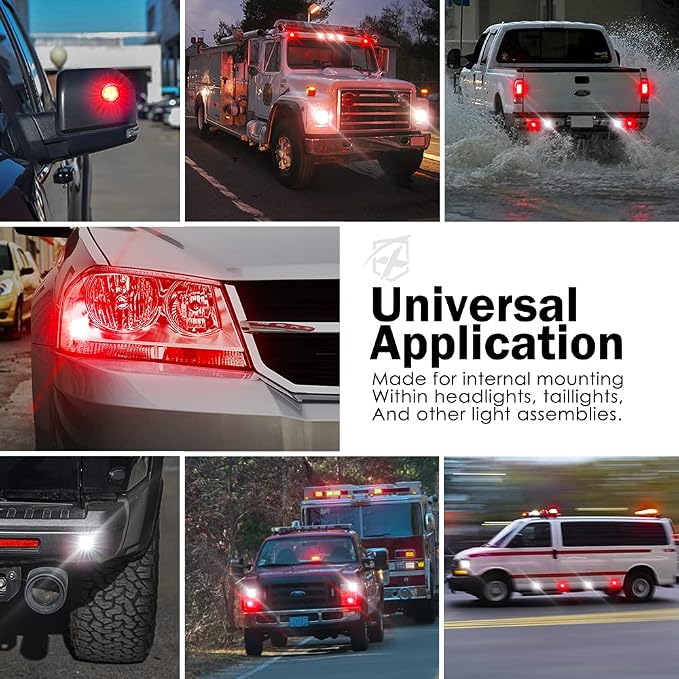 Xprite White Red LED Hideaway Strobe Lights Kit, 20 Flashing Patterns w/Control - Image 5