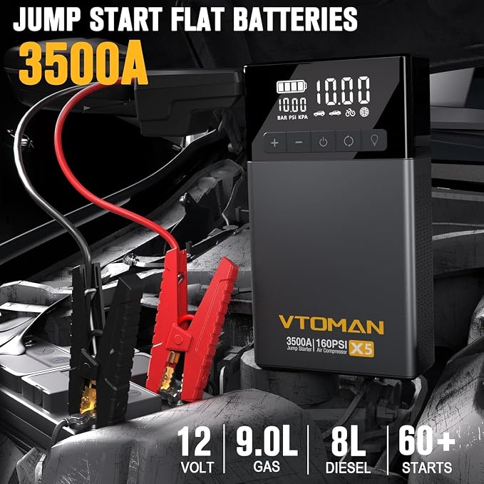 VTOMAN X5 Jump Starter with Air Compressor, 3500A Portable Car Battery Booster - Image 2