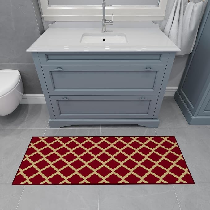 Ottomanson Hallway Runner Rug 20" x 59" Non Slip Trellis Area Rugs Easy to - Image 12