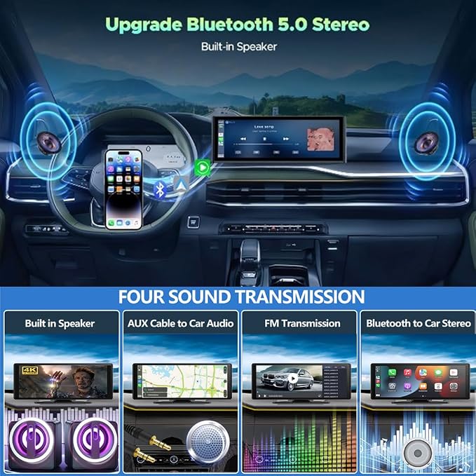 Wireless Carplay Screen for Car 10.26" 4K 360 Rotation Dash Cam Carplay&Android - Image 7