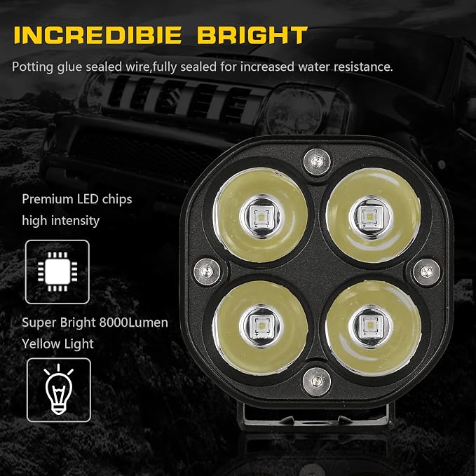 BIGLION.X LED Cubes, 3 Inch Pair 80W LED Driving Pods Spot Beam Off Road Fog - Image 5
