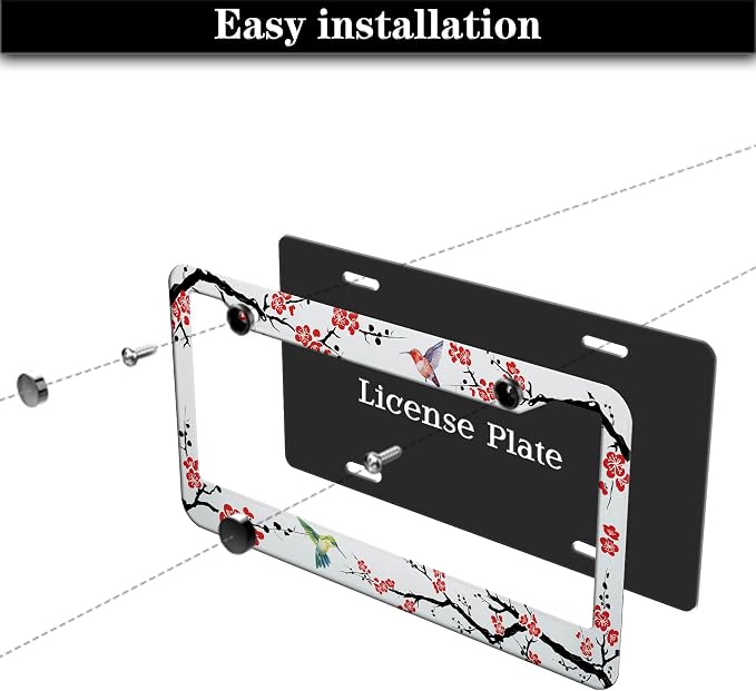 Automotive Exterior Accessories Black, and Red License Plate Frames Hummingbird - Image 7