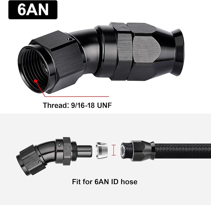 EVIL ENERGY 6AN 30 Degree PTFE One Piece Full Flow End Hose Fitting Aluminum - Image 4