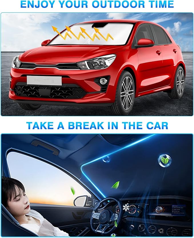 KUST Windshield Sun Shade for Kia Rio 2018-2023 Window Shade Sun Visor Cover - Image 5
