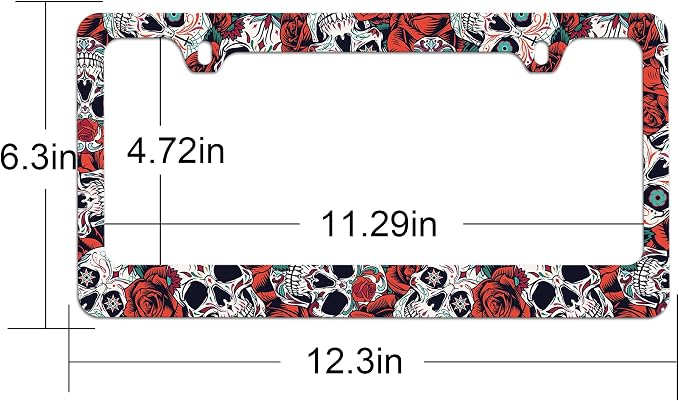 Stainless Steel Sugar Skull License Plate Frame Skull License Plate Holder - Image 2