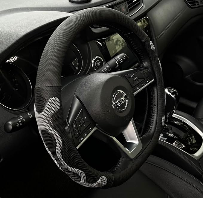 PINCTROT D Shaped Comfy Grip Steering Wheel Cover, Anti-Slip Design, Flat by PINCTROT