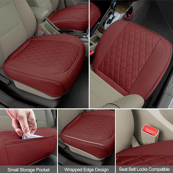 2 Pack Leather Front Car Seat Cover Bottom Car Seat, Anti-Slip and Full Wrap - Image 4