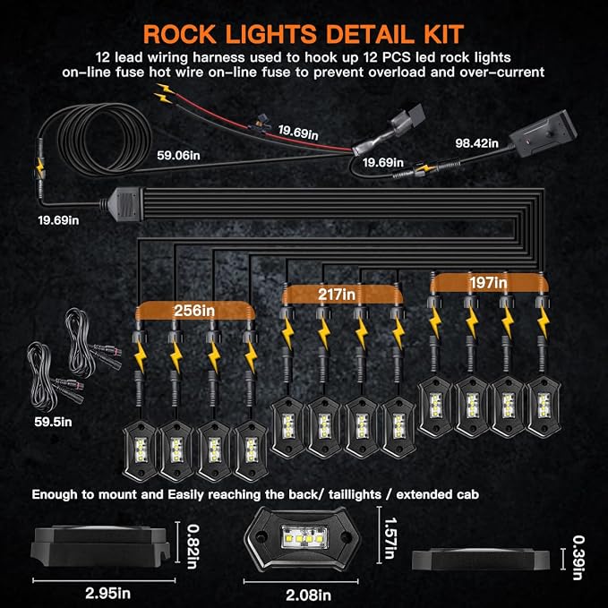 R3 White LED Rock Lights Kit 12PCS - Image 6