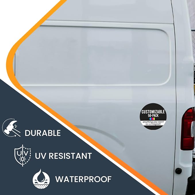 Magnet Me Up Customizable 30 Mil Round Magnet- 5”, 50 PK Weatherproof Car Magnet - Image 4