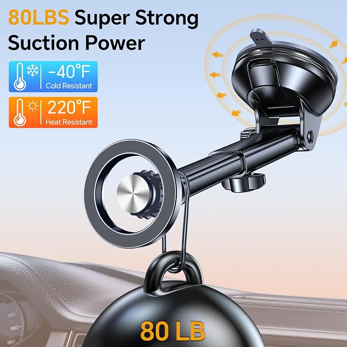 Coolpow for MagSafe Car Mount【Windshield+Vent+Dash】Magnetic Phone Holder for - Image 4