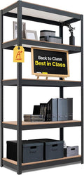 HOMEDANT House Black 5-Tier Laminated Metal Shelving Unit Adjustable Storage by TheBestOrganizingSolution