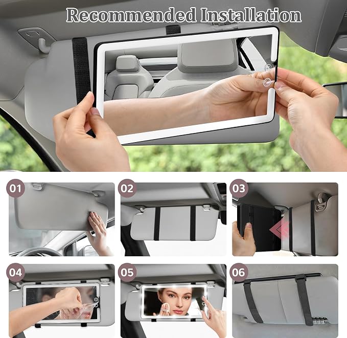 Car Sun Visor Vanity Mirror, Rechargeable Led Makeup Mirror - Image 5
