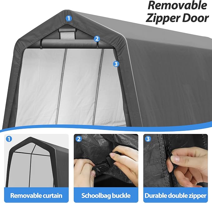 8' x 14' Outdoor Storage Shelter Shed, Portable Storage Shed Heavy Duty - Image 6