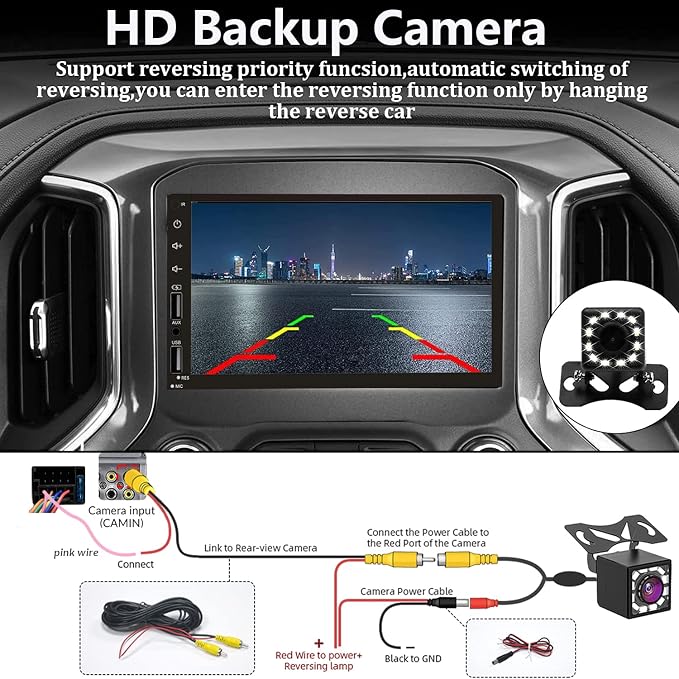 Double Din Car Stereo with Wireless Apple CarPlay & Android Auto, 7inch - Image 4