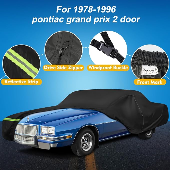QUNSUNUS Waterproof Car Cover for Pontiac Grand Prix 1978-1996, Outdoor Car - Image 2