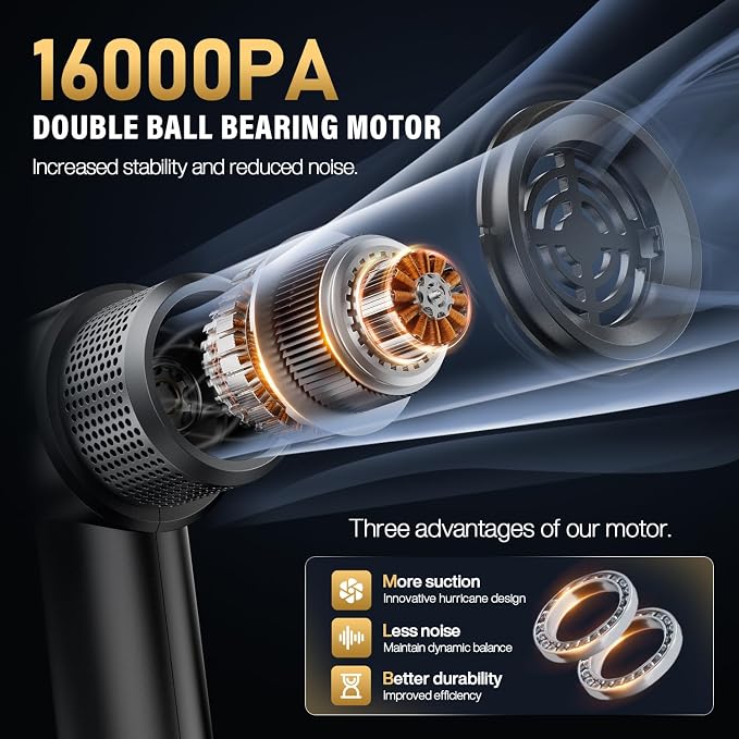 Handheld Car Vacuum Cleaner, 16000PA Car Vacuum Portable Cordless, 4 in 1 Air - Image 2