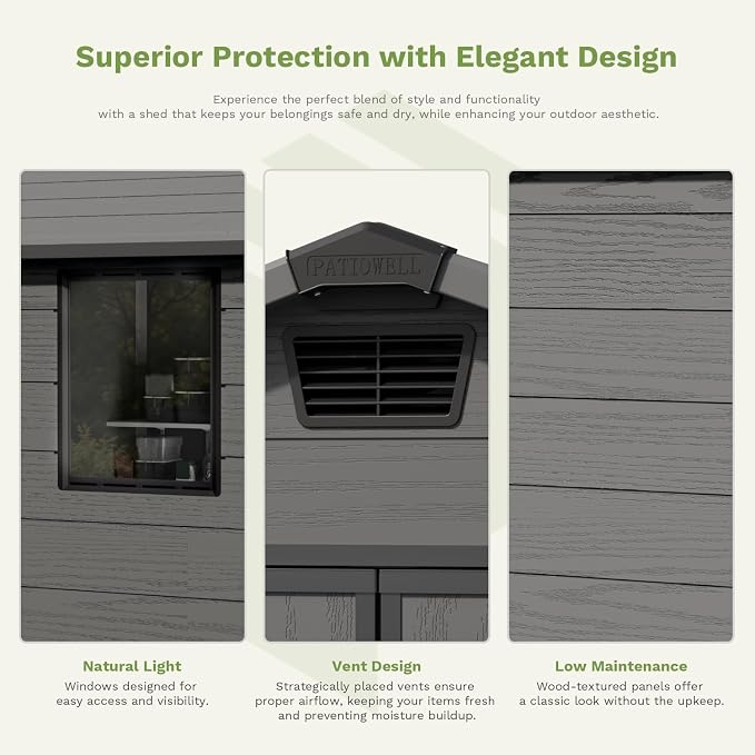 Patiowell 6 x 6 FT Plastic Outdoor Storage Shed - Image 4