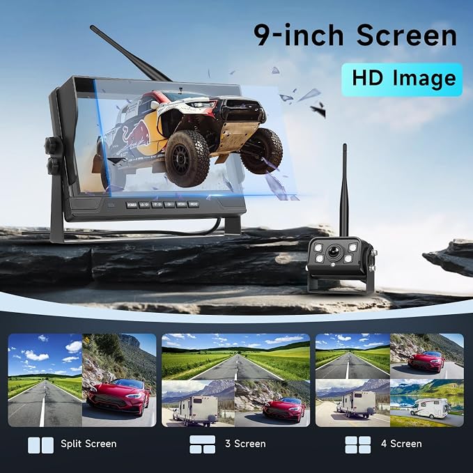 Hodozzy Wireless Backup Camera Digital System Kit, 9 Inch Dual Split Screen - Image 5