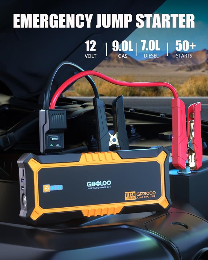 GOOLOO GP3000 3000A Jump Starter, 12V Car Battery Jump Starter - Image 2