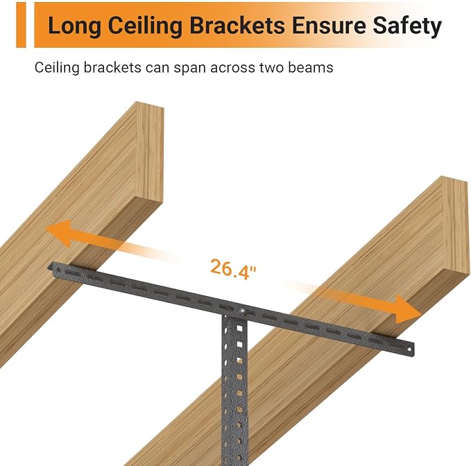 4ftx8ft Overhead Garage Storage Rack, Heavy-Duty Metal Garage Ceiling Storage - Image 3